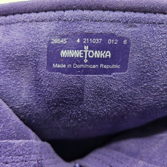 Minnetonka 3-Layer Fringe Boots Purple Suede Zip Up Girls Size 4 Leather Upper‎ - Picture 5 of 6